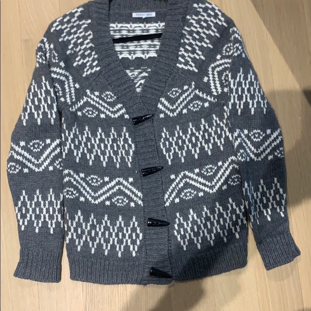 Thomas Sires Gray & White Wool Cardigan Sweater XS